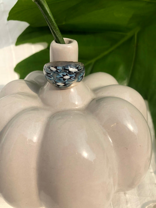 CORNFLOWER GLASS RING