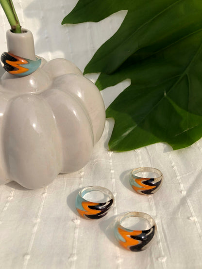CHEVRON GLASS RING